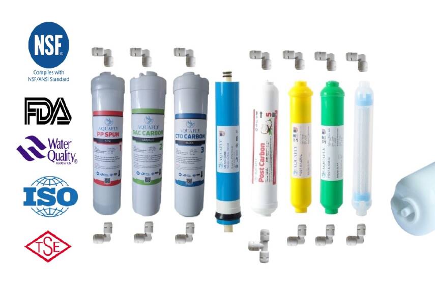 AQUA FLY Su Arıtma Cihazı Filtresi 12" Inline 8li Takım Alkali Mineral İnfrare Su Arıtma Filtresi KAPALI KASA CİHAZ UYUMLU - 1