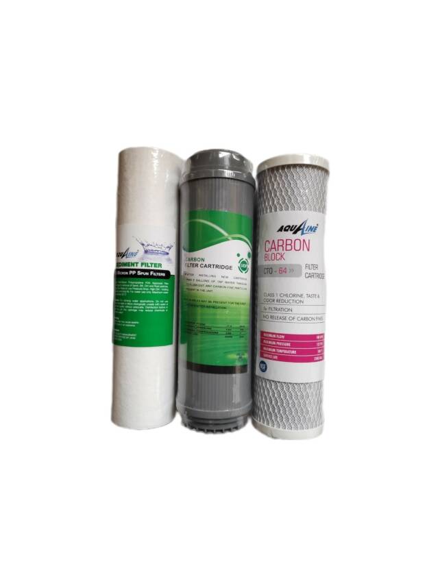 AQUALLİNE Su Arıtma Cihaz Filtresi 3LÜ SET ÇİFT KARBONLU MARKALI - 1