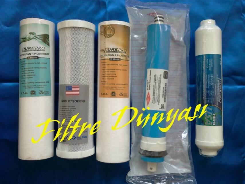 PurePro SU ARITMA FİLTRE TAKIMI 5'li Set Açık Kasa Uyumlu Filmtec Membranlı - 2