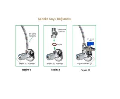 AQUA FLY SU ARITMA CİHAZI için HAT ALMA UZATMASI ( T ) 3/8 TAHARET MUSLUK UYUMLU - 4