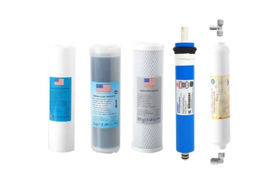 TRUST WATER Açık Kasa Su Arıtma Cihazı Filtresi Çift Karbonlu FİLMTEC MEBRANLI 5li TAKIM  - 1